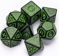 Green Druid Pattern 7-Dice Set DND RPG Dice Black Druid Dice Set - 