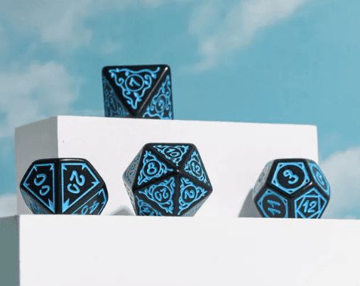 Blue Druid Pattern 7-Dice Set DND RPG Dice Black Druid Dice Set - 