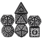 White Druid Pattern 7-Dice Set DND RPG Dice Black Druid Dice Set - 