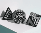 White Druid Pattern 7-Dice Set DND RPG Dice Black Druid Dice Set - 
