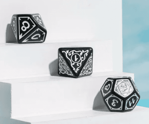 White Druid Pattern 7-Dice Set DND RPG Dice Black Druid Dice Set - 