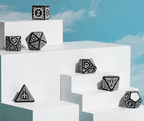White Druid Pattern 7-Dice Set DND RPG Dice Black Druid Dice Set - 