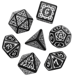 White Druid Pattern 7-Dice Set DND RPG Dice Black Druid Dice Set - 