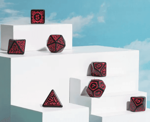 Red Druid Pattern 7-Dice Set DND RPG Dice Black Druid Dice Set - 