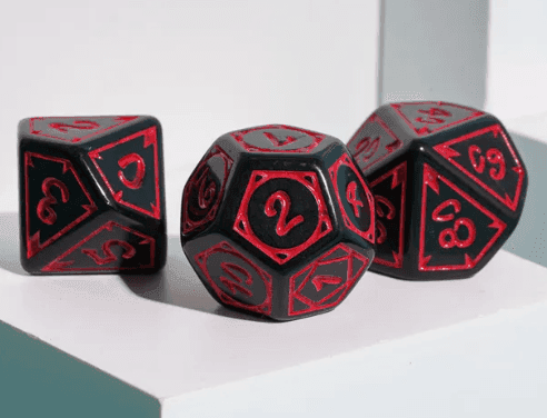 Red Druid Pattern 7-Dice Set DND RPG Dice Black Druid Dice Set - 
