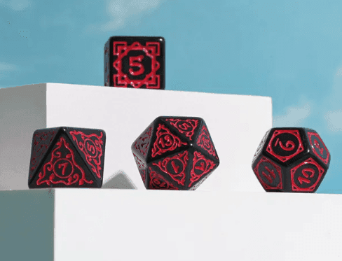 Red Druid Pattern 7-Dice Set DND RPG Dice Black Druid Dice Set - 