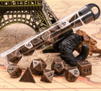Basic Copper Mini Metal Dice Ancient Effect | (10mm to 15mm) 7-Dice Udixi RPG - 