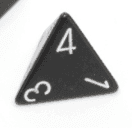 Opaque Polyhedral Black/white d4 | 4-Sided Dice (sold per die) - 