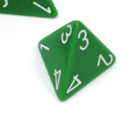 Opaque Polyhedral Green /white d4 | 4-Sided Dice (sold per die) - 
