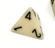 Opaque Polyhedral Ivory /black d4 | 4-Sided Dice (sold per die) - 