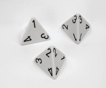 Opaque Polyhedral White /black d4 | 4-Sided Dice (sold per die) - 