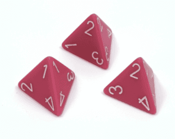 Opaque Polyhedral Pink /white d4 | 4-Sided Dice (sold per die) - 