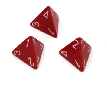 Opaque Polyhedral Red /white d4 | 4-Sided Dice (sold per die) - 