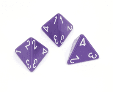 Opaque Polyhedral Purple /white d4 | 4-Sided Dice (sold per die) - 