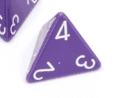Opaque Polyhedral Purple /white d4 | 4-Sided Dice (sold per die) - 