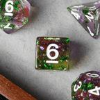 Green & Purple 7-Dice Set | Swirl Foil Series Dice Semi-Translucent - 