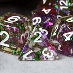 Green & Purple 7-Dice Set | Swirl Foil Series Dice Semi-Translucent - 
