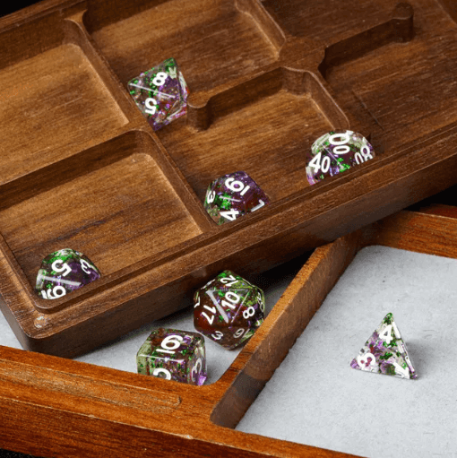 Green & Purple 7-Dice Set | Swirl Foil Series Dice Semi-Translucent - 