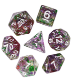 Green & Purple 7-Dice Set | Swirl Foil Series Dice Semi-Translucent - 