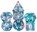 Blue & Teal 7-Dice Set | Swirl Foil Series Dice Semi-Translucent - 