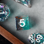 Blue & Teal 7-Dice Set | Swirl Foil Series Dice Semi-Translucent - 