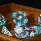 Blue & Teal 7-Dice Set | Swirl Foil Series Dice Semi-Translucent - 