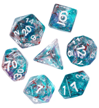 Blue & Teal 7-Dice Set | Swirl Foil Series Dice Semi-Translucent - 