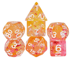 Orange & Pink 7-Dice Set | Swirl Foil Series Dice Semi-Translucent - 