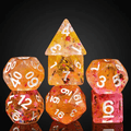 Orange & Pink 7-Dice Set | Swirl Foil Series Dice Semi-Translucent - 
