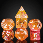 Orange & Pink 7-Dice Set | Swirl Foil Series Dice Semi-Translucent - 