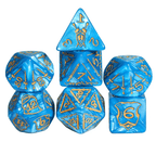 Giant Fighter Pearl Dice (7) with Gold Numbers JUMBO Dice Set (Available in Several Colors) - Blue w/Gold