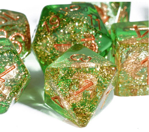 Nautical Odyssey Green 7-Dice Set DND RPG Dice Gold AnchorInclusion - 