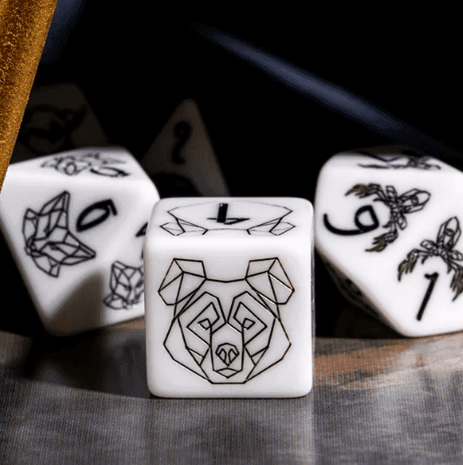Unleash the Wild: Beast Dice - White 7-Dice Set with Black Beast Emblems for RPGs - 