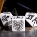 Unleash the Wild: Beast Dice - White 7-Dice Set with Black Beast Emblems for RPGs - 