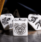 Unleash the Wild: Beast Dice - White 7-Dice Set with Black Beast Emblems for RPGs - 