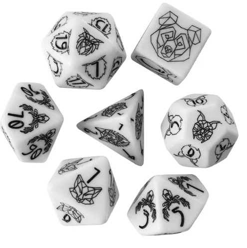 Unleash the Wild: Beast Dice - White 7-Dice Set with Black Beast Emblems for RPGs - 