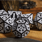 Celtic Knot Dice 7-Dice Set DND RPG Dice Druidic | White, Red, Orange, Yellow. Green, Blue - White