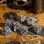 Celtic Knot Dice 7-Dice Set DND RPG Dice Druidic | White, Red, Orange, Yellow. Green, Blue - White