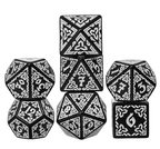 Celtic Knot Dice 7-Dice Set DND RPG Dice Druidic | White, Red, Orange, Yellow. Green, Blue - White
