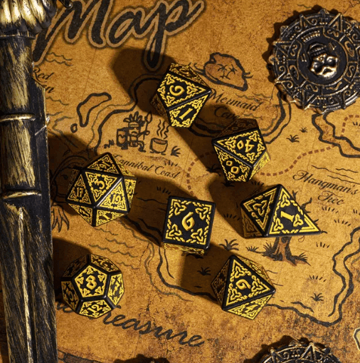Celtic Knot Dice 7-Dice Set DND RPG Dice Druidic | White, Red, Orange, Yellow. Green, Blue - White