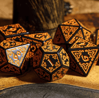 Celtic Knot Dice 7-Dice Set DND RPG Dice Druidic | White, Red, Orange, Yellow. Green, Blue - White