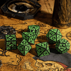 Celtic Knot Dice 7-Dice Set DND RPG Dice Druidic | White, Red, Orange, Yellow. Green, Blue - White