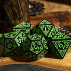 Celtic Knot Dice 7-Dice Set DND RPG Dice Druidic | White, Red, Orange, Yellow. Green, Blue - White