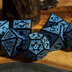 Celtic Knot Dice 7-Dice Set DND RPG Dice Druidic | White, Red, Orange, Yellow. Green, Blue - White