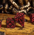 Celtic Knot Dice 7-Dice Set DND RPG Dice Druidic | White, Red, Orange, Yellow. Green, Blue - White