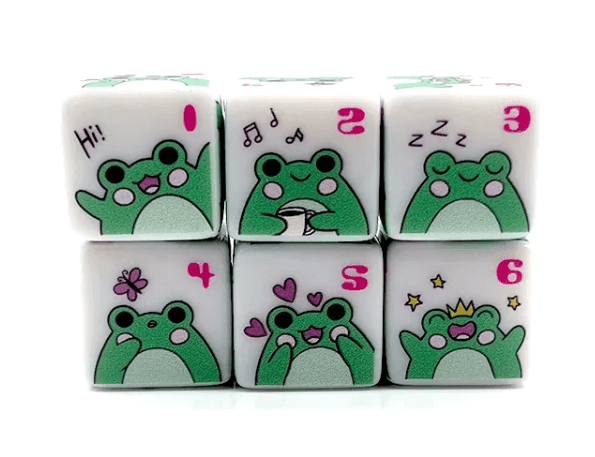Frog Dice | Printed d6 Dice Featuring Cute Green Frog Numbered - 1 Dice