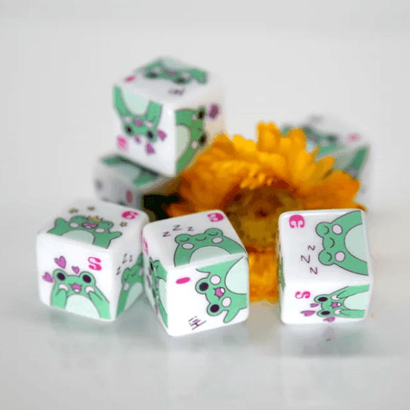 Frog Dice | Printed d6 Dice Featuring Cute Green Frog Numbered - 1 Dice