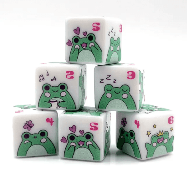 Frog Dice | Printed d6 Dice Featuring Cute Green Frog Numbered - 1 Dice