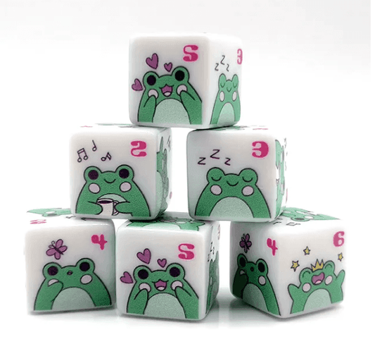 Frog Dice | Printed d6 Dice Featuring Cute Green Frog Numbered - 1 Dice