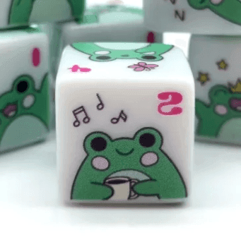 Frog Dice | Printed d6 Dice Featuring Cute Green Frog Numbered - 1 Dice